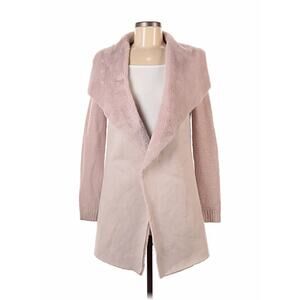 Designer Twelfth Love Fur Collared Knitted Long sleeve Sweater Colorblock Size S